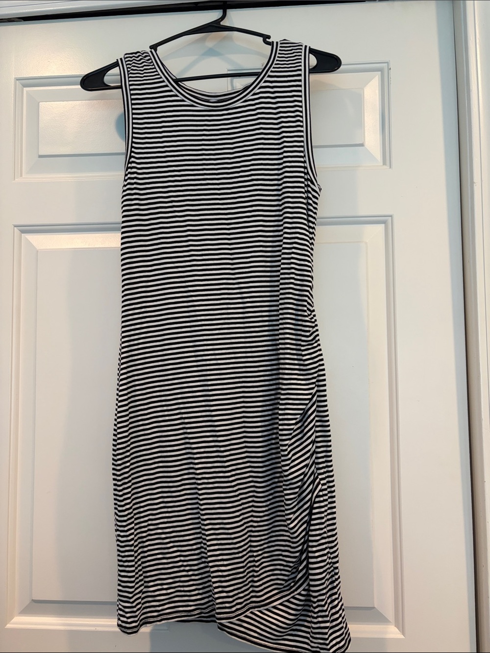 love, Fire Black and White Striped Sleeveless Scoop Dress